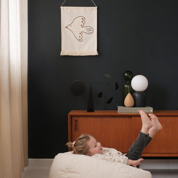 Luxury bird embroidery wall hanging, natural decor for nursery or bedroom, stylish Nobodinoz landscape collection by Ella James at brixbailey.com