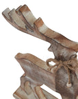 Whitewashed Wooden Reindeer Figurine for Nordic Styling