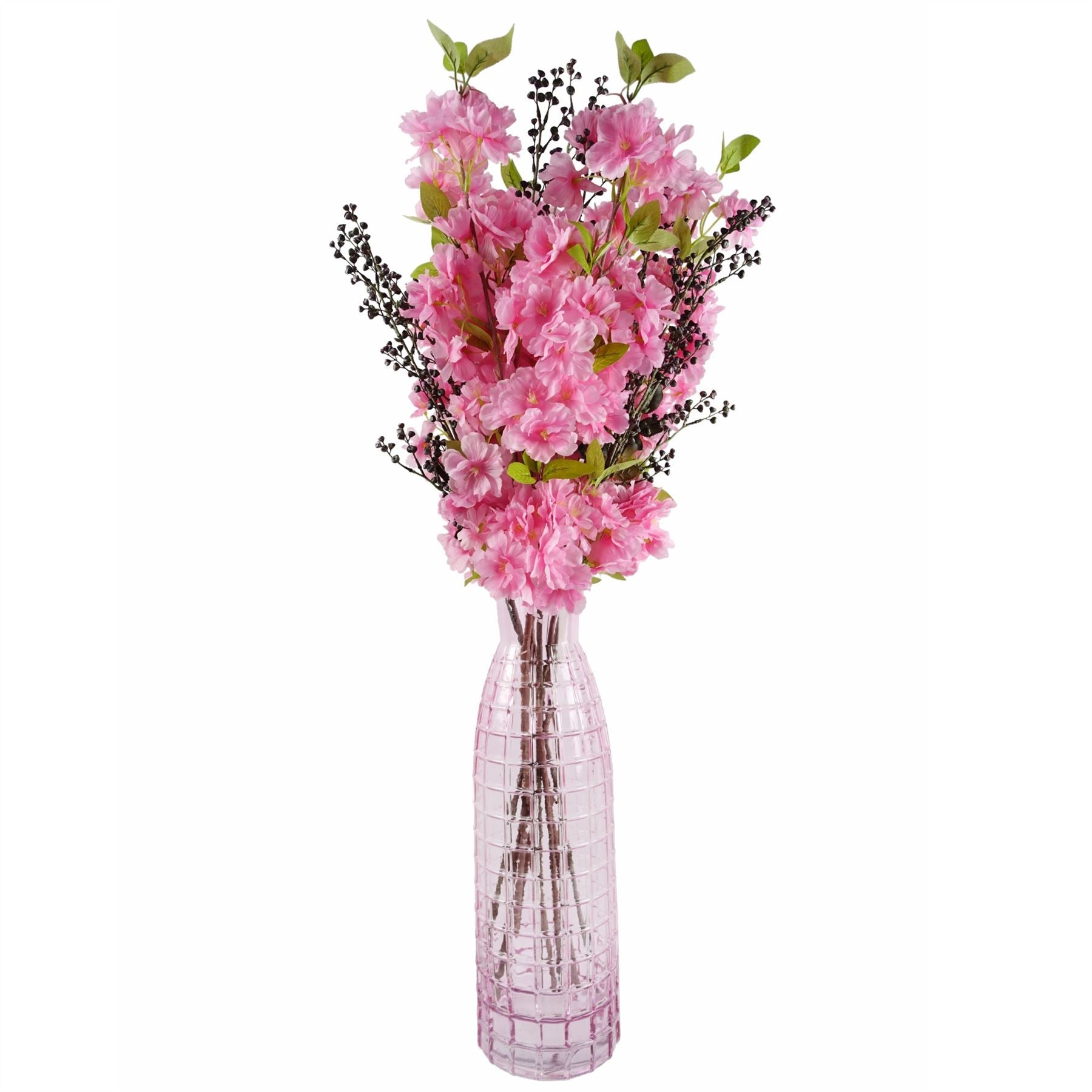 Pack of 6 x Artificial Flowers Pink Blossom Stem 100cm-3