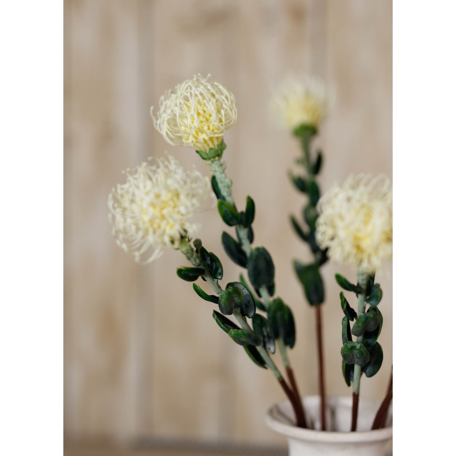 Cream Protea Pincushion Faux Flower Stem