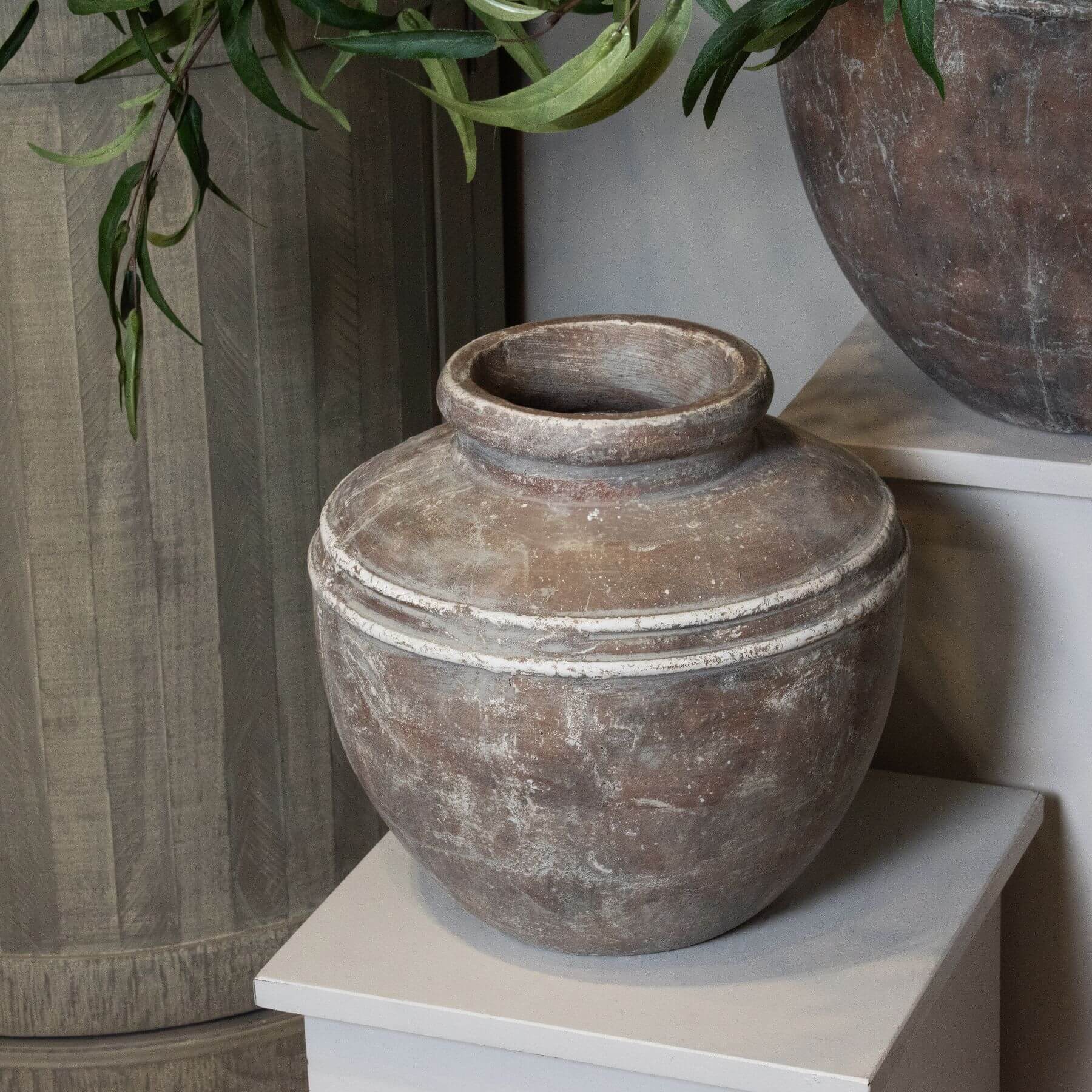 Rustic Brown Ceramic Water Pot