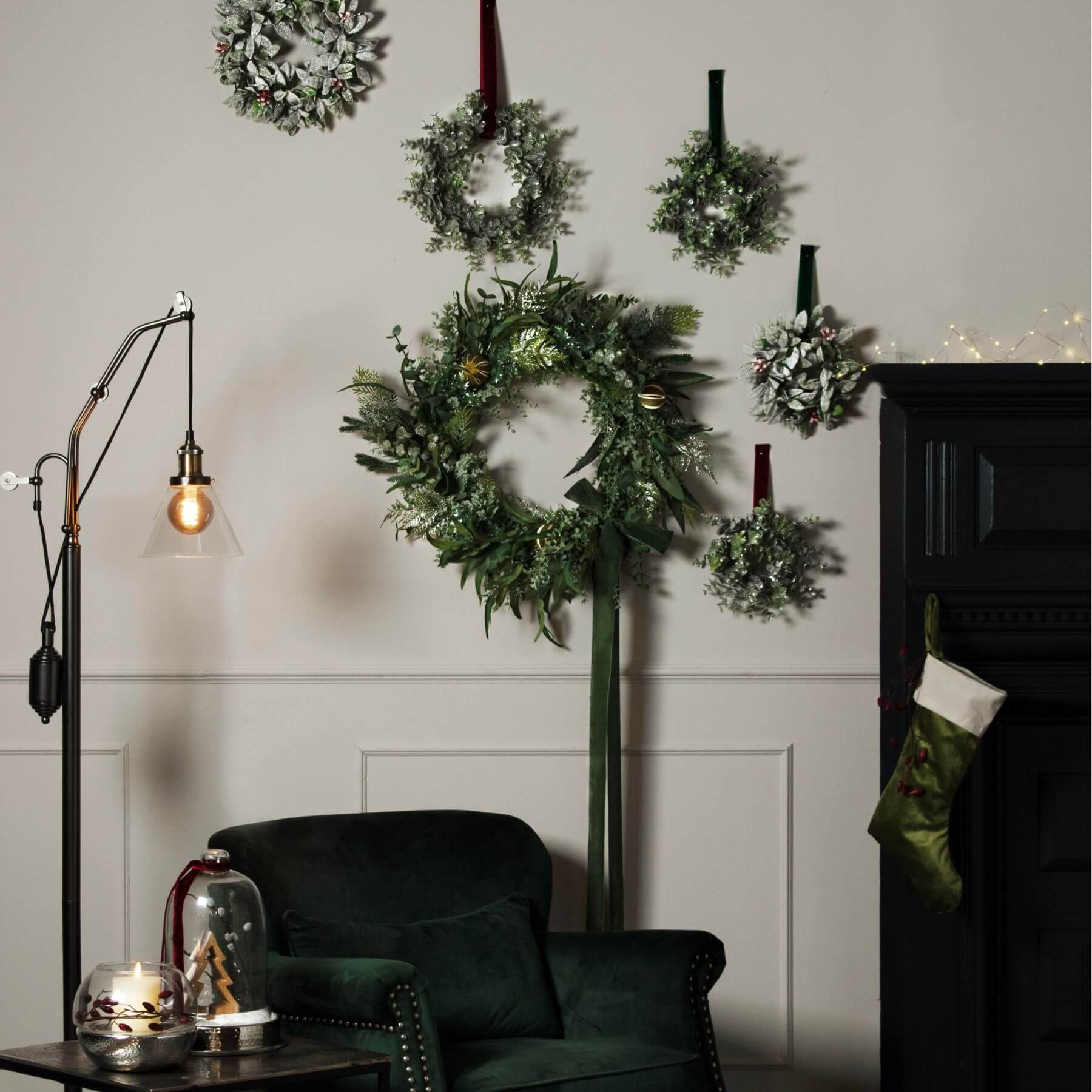 Frosted Eucalyptus Candle Wreath Large Statement Decoration