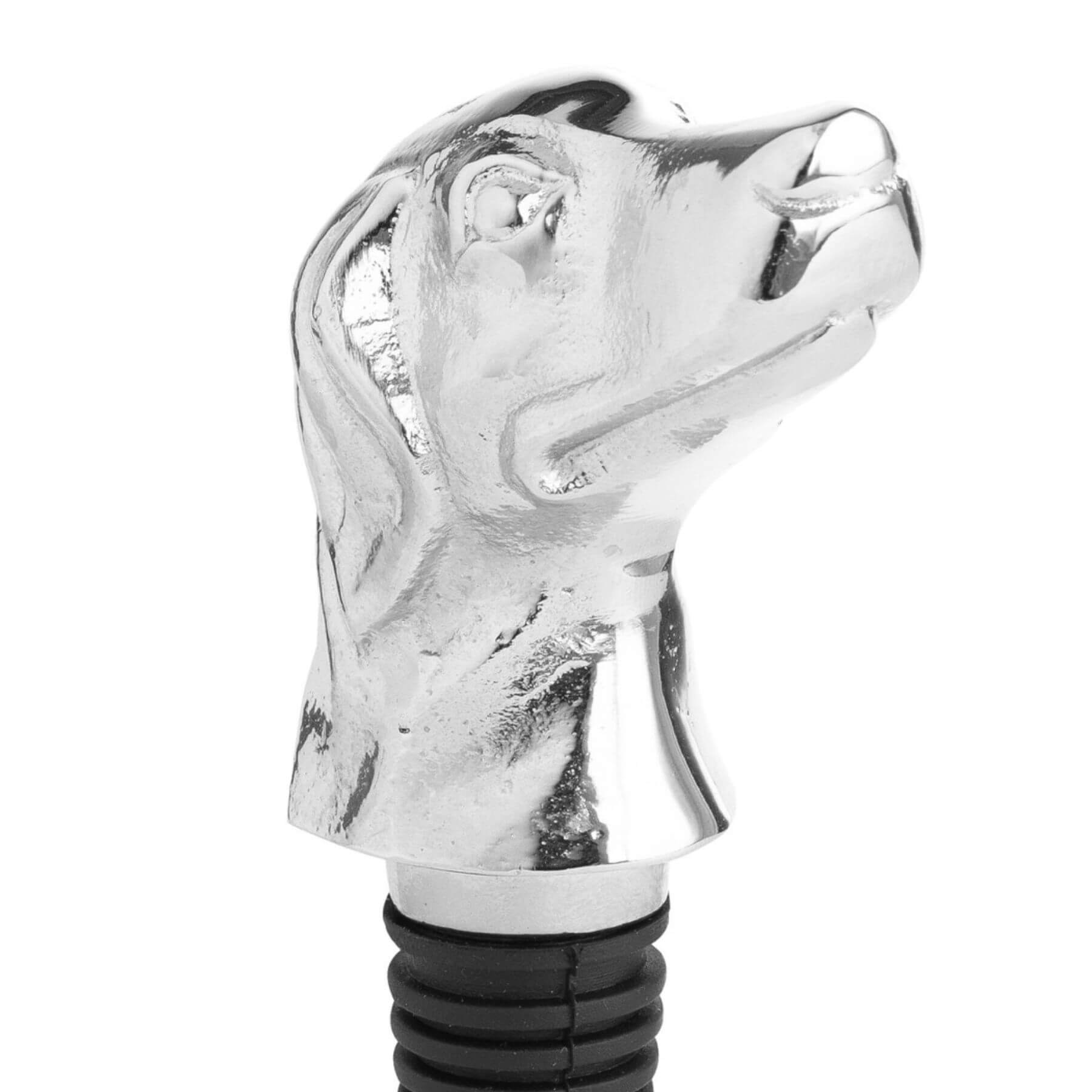 Silver Nickel Dog Wine Stopper | Elegant Pet Lover Gift
