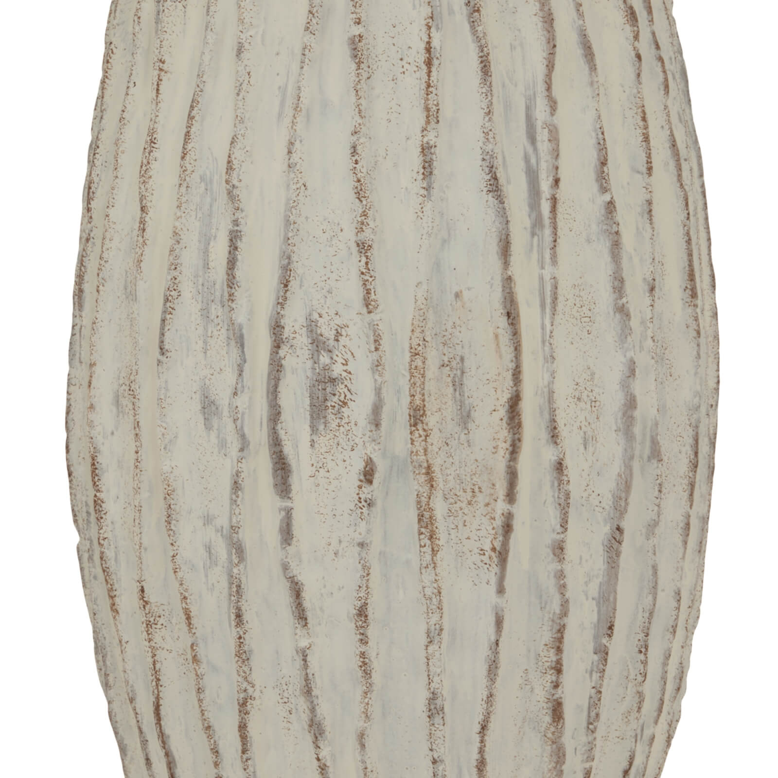 Large White Ceramic Ribbed Vase