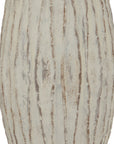 Large White Ceramic Ribbed Vase