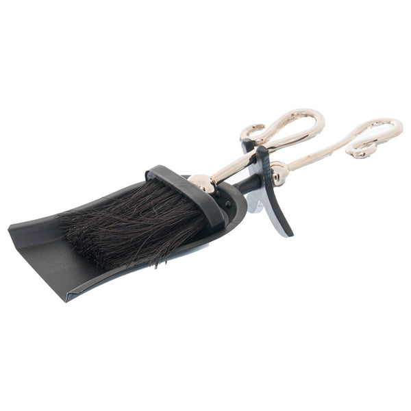 Chrome crook handle hearth tidy with polished silver finish for fireplace maintenance by Sostter at brixbailey.com