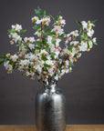 Lifelike English blossom branch with pink silk flowers and green leaves on brown stems, 90cm faux floral decor by sostter at brixbailey.com
