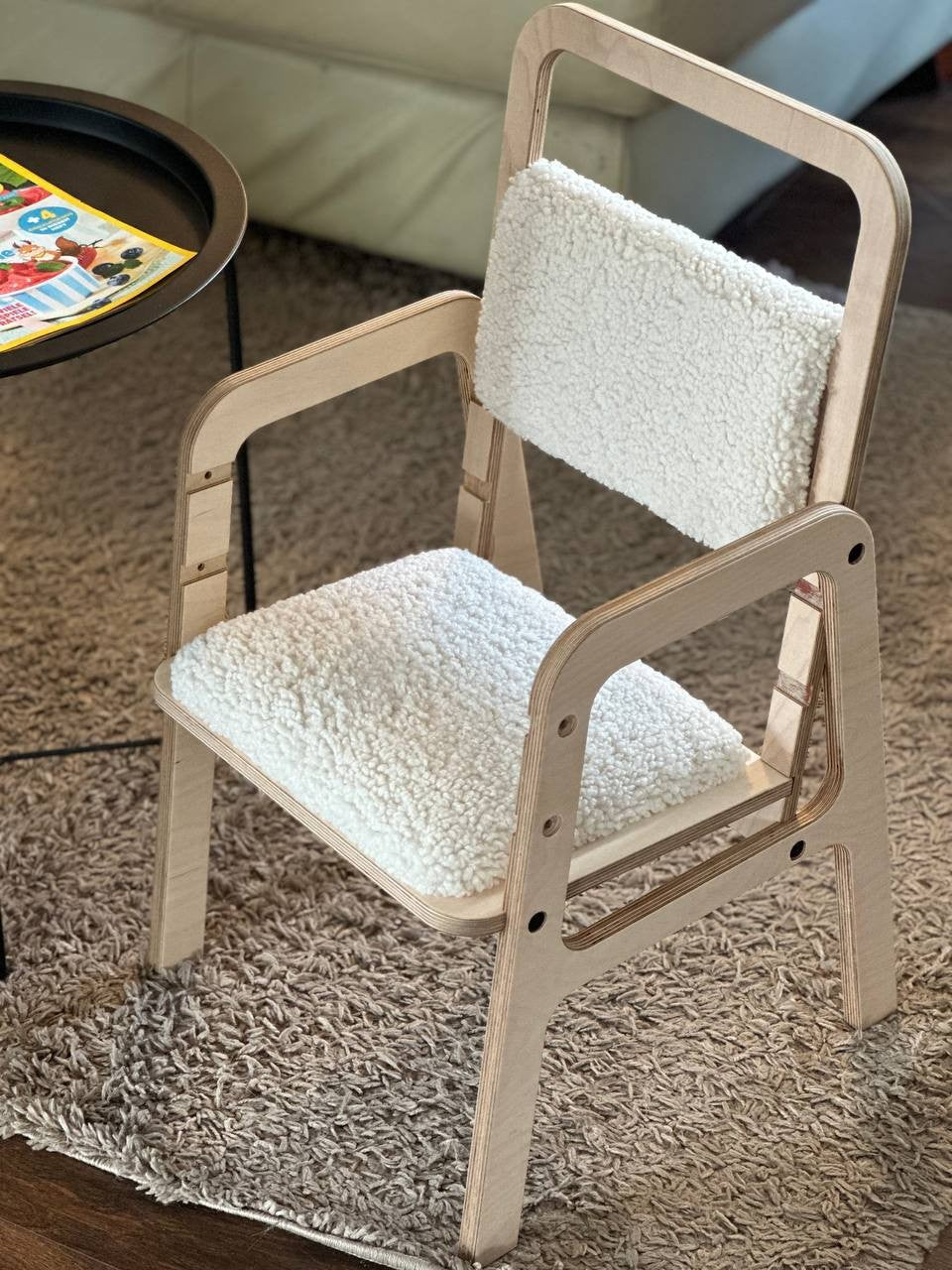 Adjustable Children Chair in Vanilla Lamb Finish