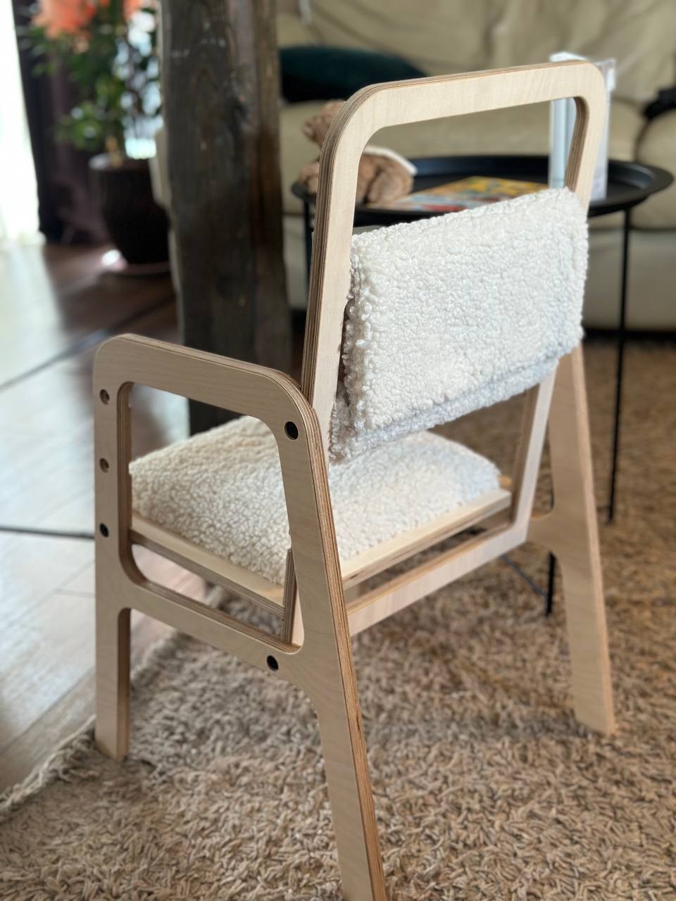 Adjustable Children Chair in Vanilla Lamb Finish