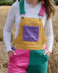 Adult Bright Patchwork Corduroy Dungarees