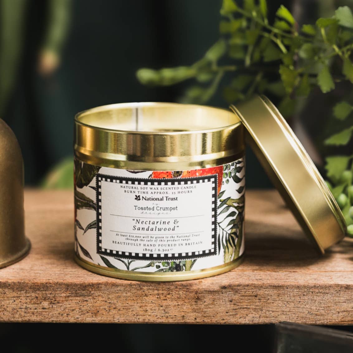 Nectarine &amp; Sandalwood Candle in a Matt Gold Tin