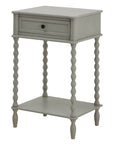 Grey Side Table with Drawer for Small Spaces