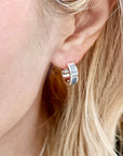 Cora Chunky Huggie Hoops Silver Labradorite