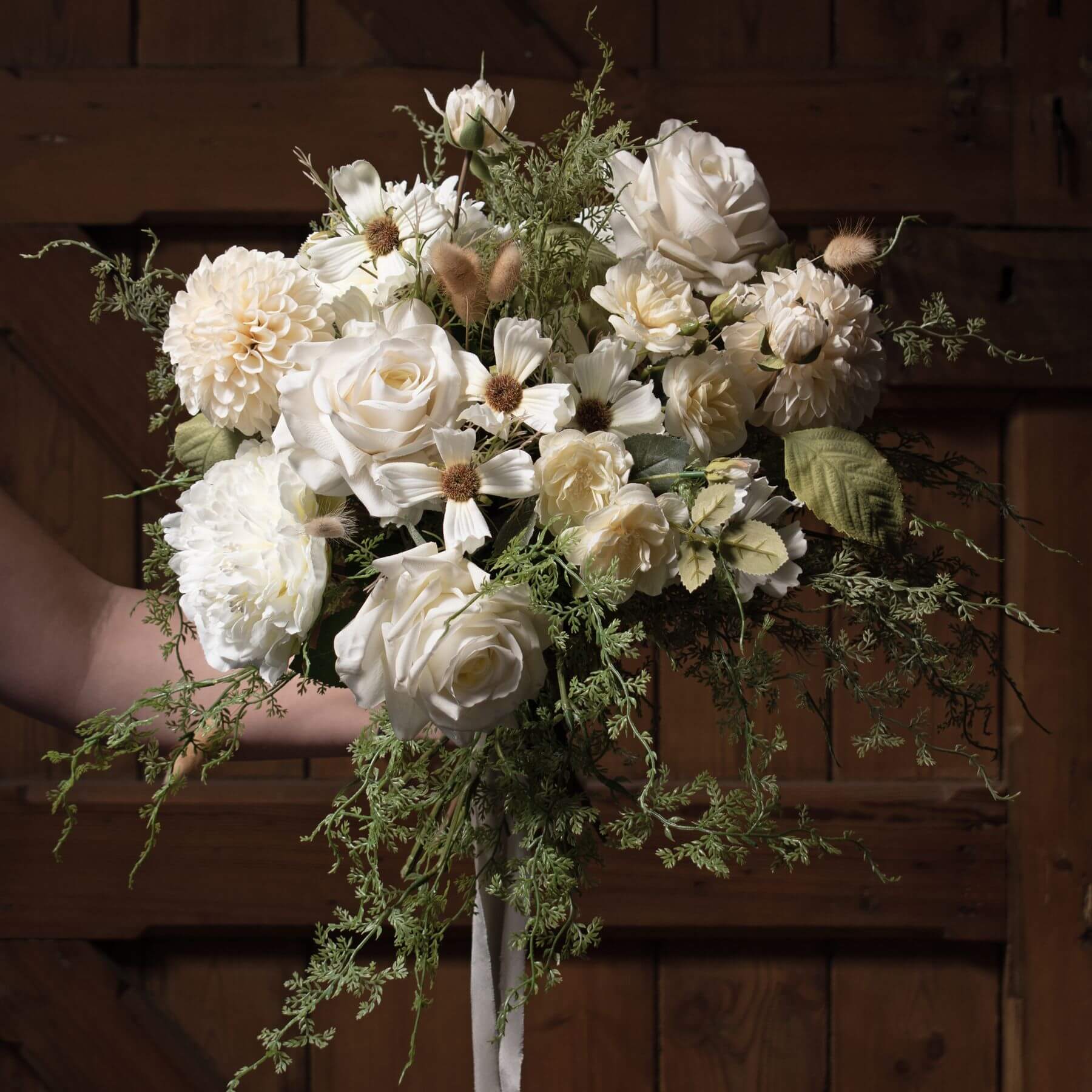 White Dahlia Faux Flower Stem for Home Display