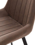 Coffee Brown Dining Chair with Channel Stitching and Metal Legs