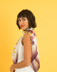 Purple and cream "Akkadian Silk" square Silk scarf