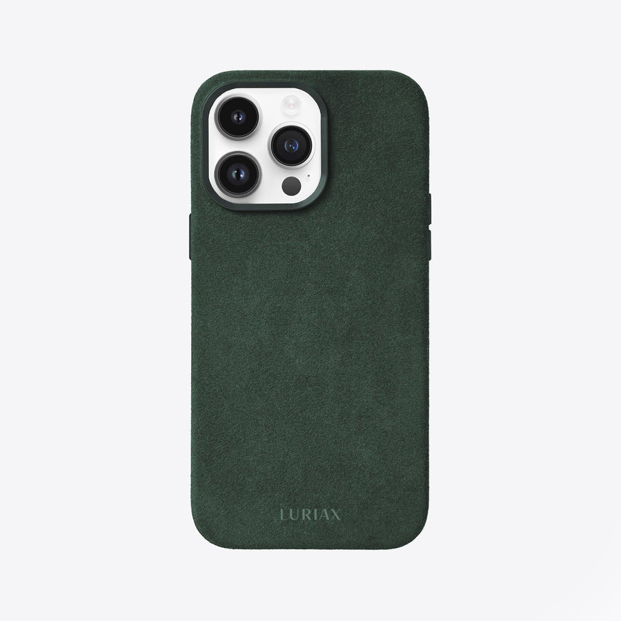 Luxury Alcantara iPhone Case - Handcrafted Italian Suede, Stainless Steel Accents & MagSafe Compatible by Luriax at brixbailey.com
