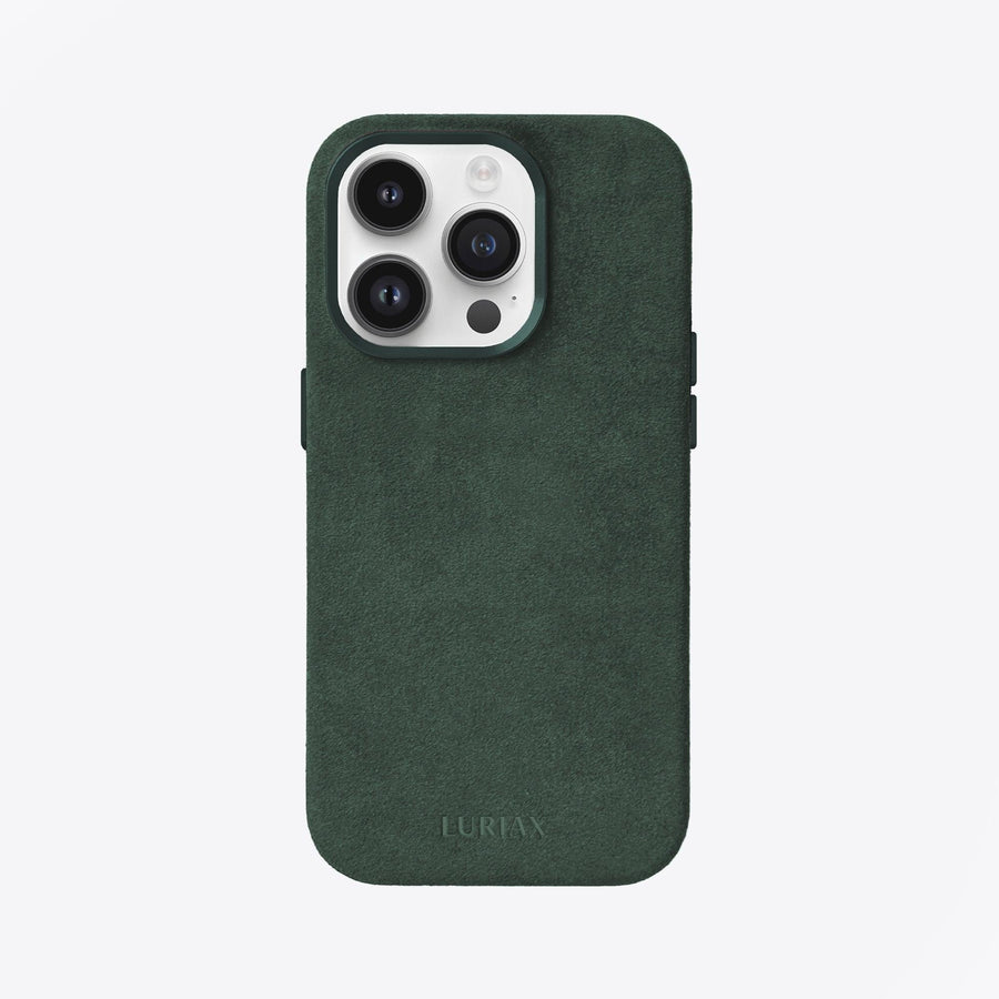 Luxurious Alcantara iPhone Case - Elegant, Shock-Absorbing & MagSafe Compatible with Stainless Steel Accents by Luriax at brixbailey.com