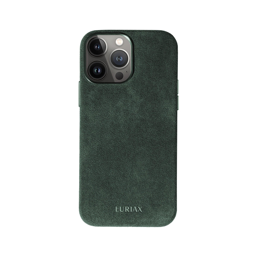 Luxury Alcantara iPhone Case - Elegant, Shock-Absorbing & MagSafe Compatible with Stainless Steel Accents by Luriax at brixbailey.com