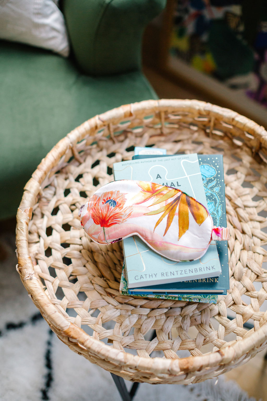 Silk eye mask with tropical floral print designs