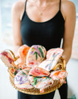 Silk eye mask with tropical floral print designs