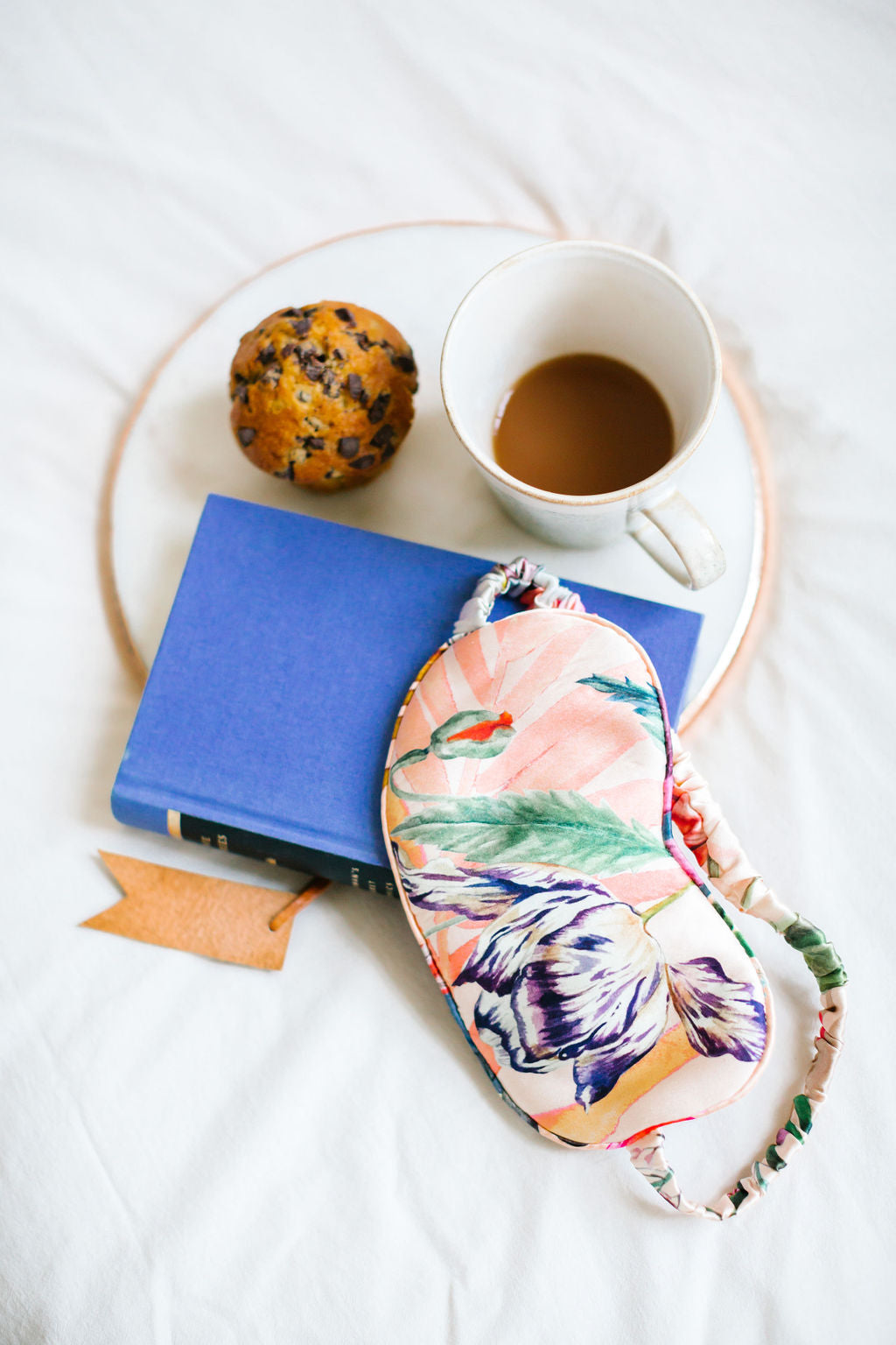 Silk eye mask with tropical floral print designs