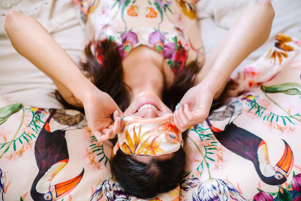 Tropical Silk Pillowcase in hand painted 'Eden' print, Oxford Pillowcase