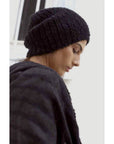 Plush Black Alpaca Beanie Hat