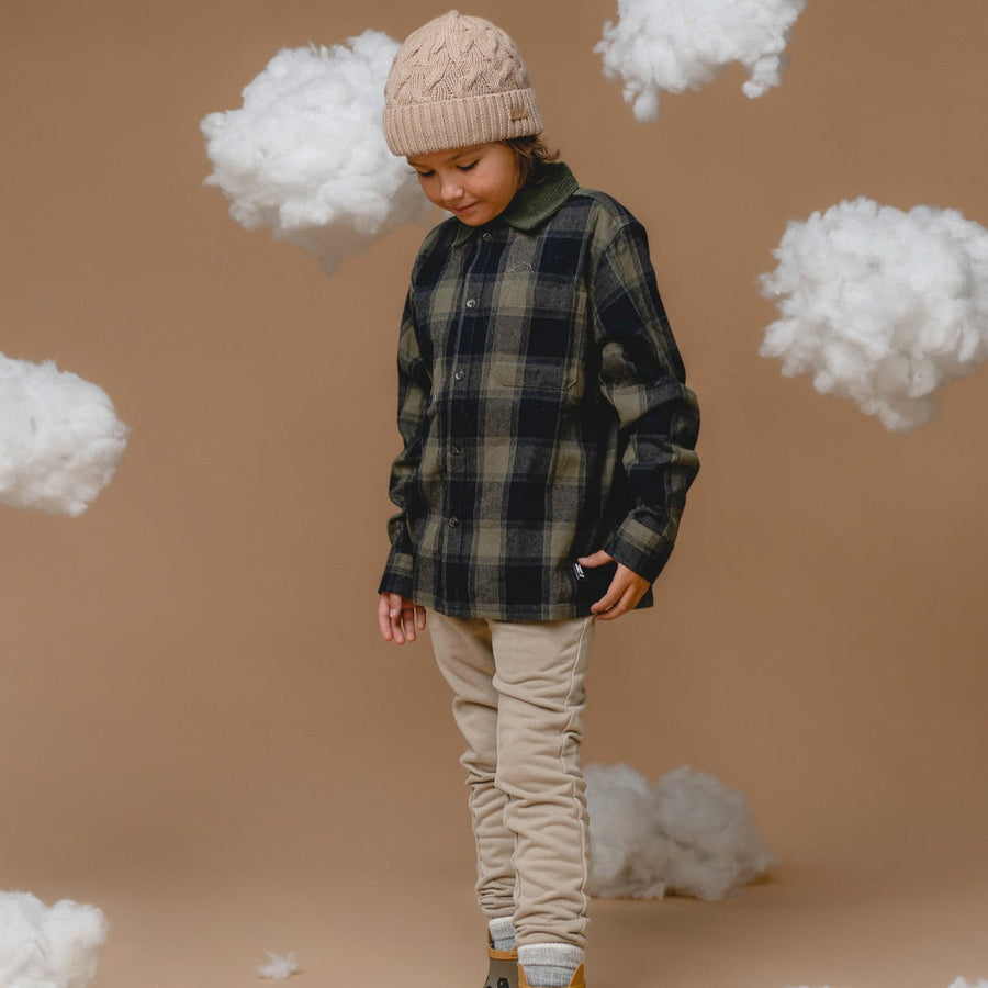 100% Baby Alpaca Cable Hat for Kids - Wheat