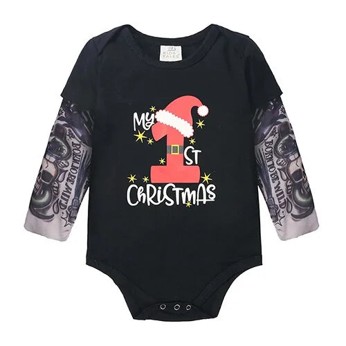 Long Sleeve Tattoo Print Romper for Baby Boys - Edgy Cotton Bodysuit - 9M-12M by Baby Lamby at brixbailey.com