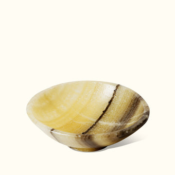 Luxury amber onyx crystal bowl, handcrafted unique polished stone decor, best-selling 120mm natural onyx bowl for home interiors by Novenary at brixbailey.com