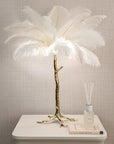 Angelina Premium Cream & Gold Feather Table Lamp