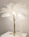 Angelina Premium Cream & Gold Feather Table Lamp