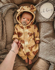 Eared Jumpsuit for Babies and Kids - Yellow with Clouds