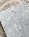 Anti-Roll Wedge Baby Changing Mat - Blue Hot Air Balloons Print