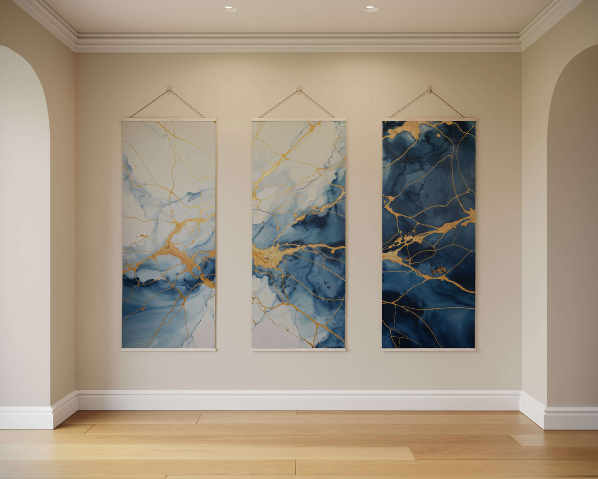 Blue Kintsugi Tapestry
