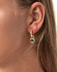 Apollo Gold Hoop & Gemstone Charm Earrings Pyrite with Tanzanite