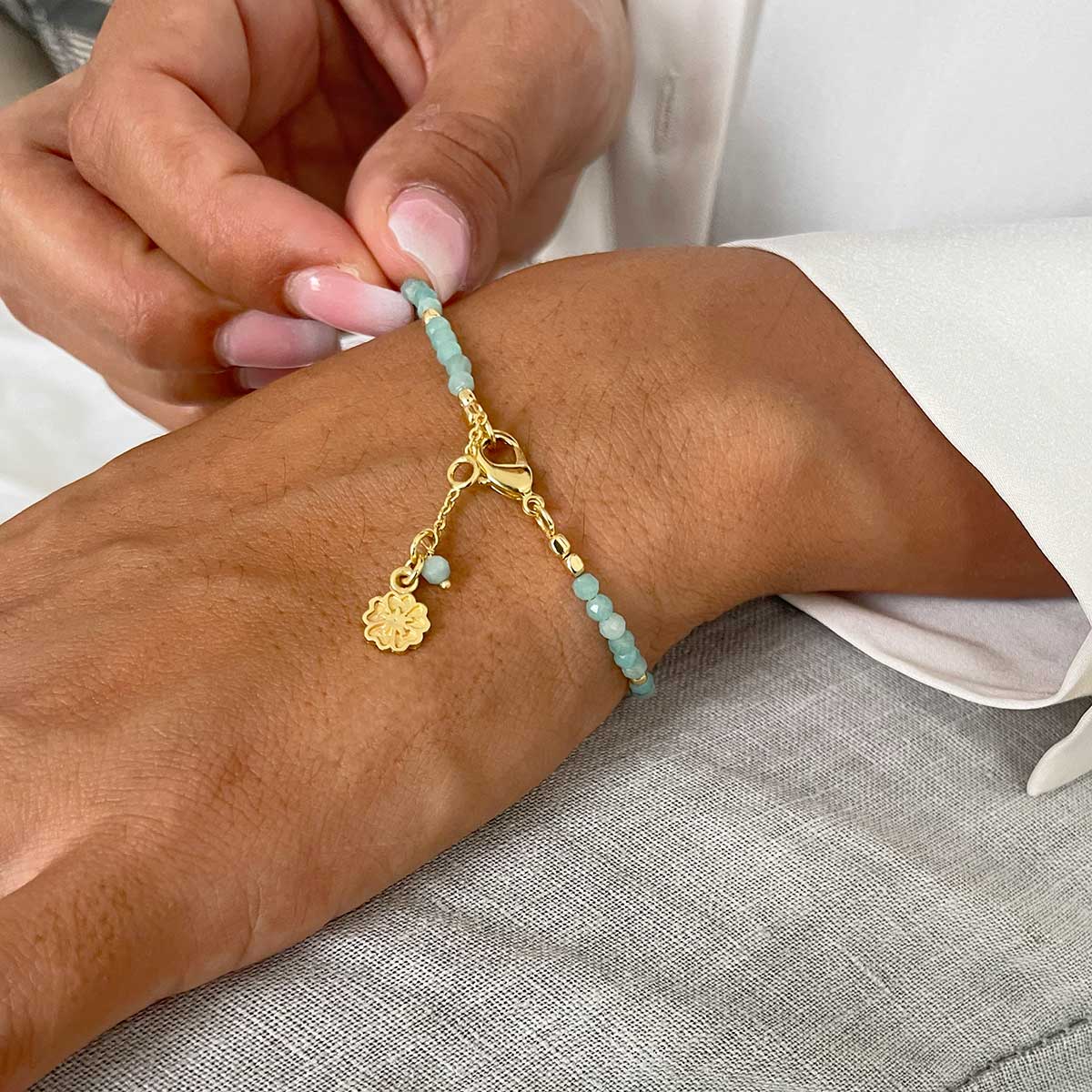 Tourmaline Gold Bead Bracelet Handcrafted