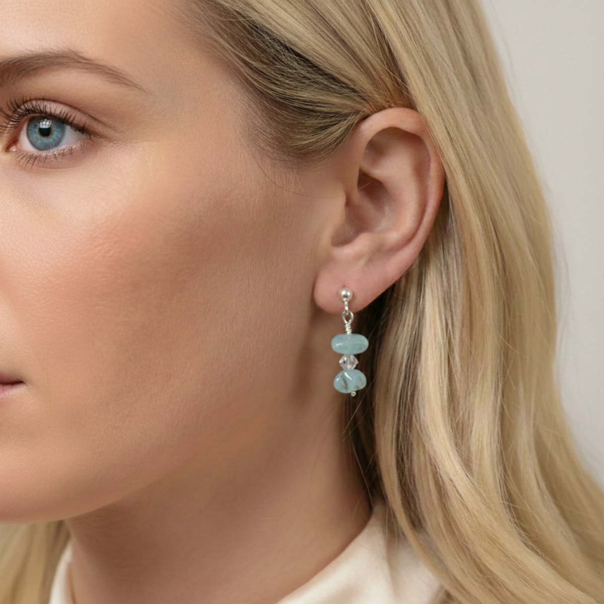 Aquamarine Gemstone Earrings | Serenity &amp; Strength