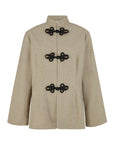 The Wilma Stand-Up Collar Wool Overshirt in beige