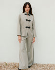 The Wilma Stand-Up Collar Wool Overshirt in beige
