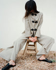 The Wilma Stand-Up Collar Wool Overshirt in beige