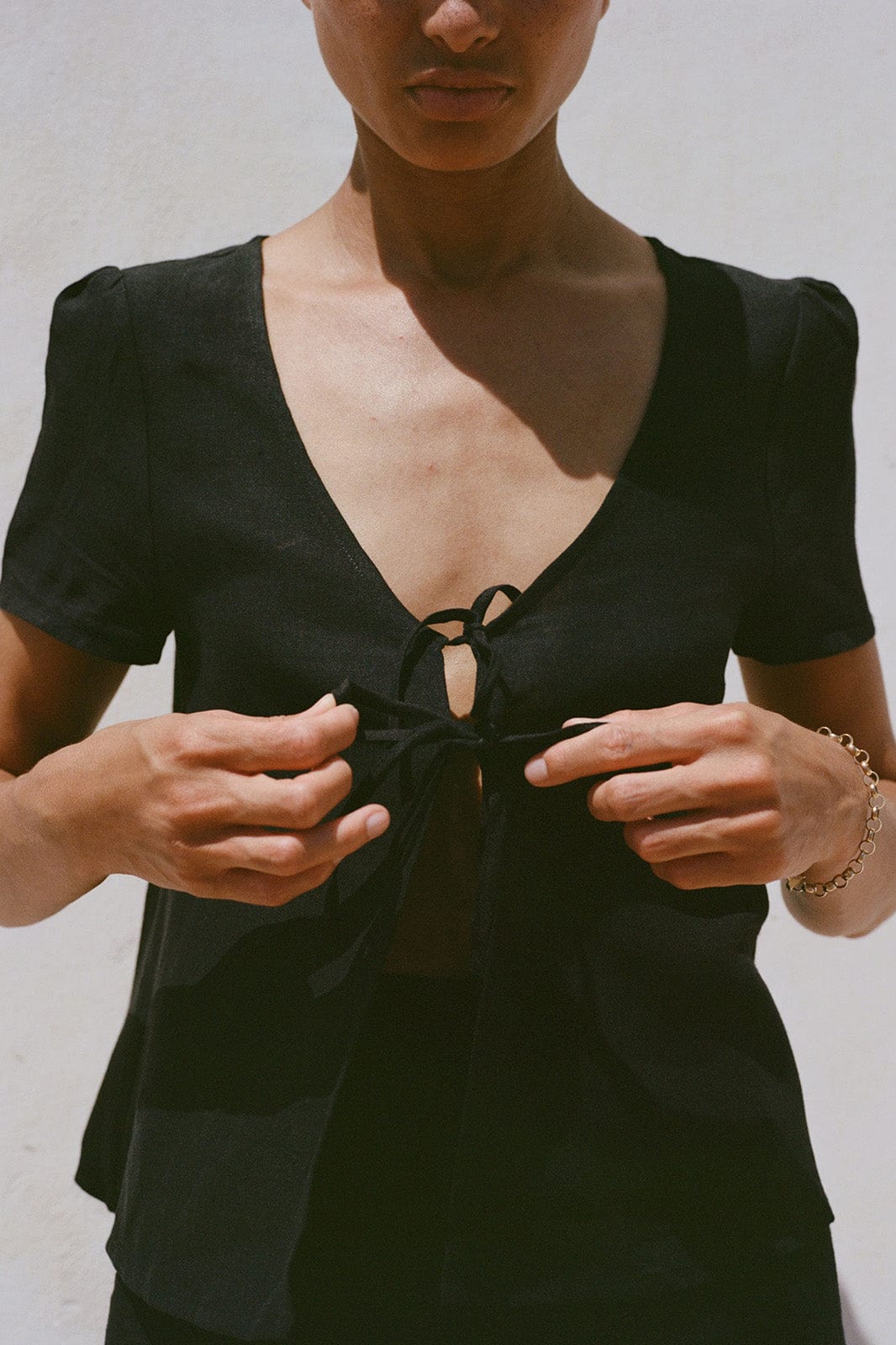 The Laurene Tie Blouse in black