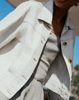The Elba Cropped Jacket in beige