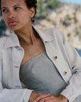 The Elba Cropped Jacket in beige
