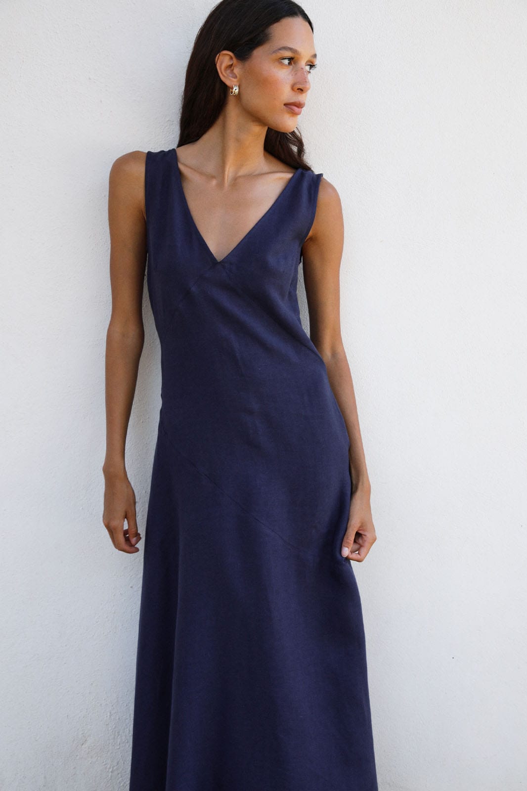 The Athena Maxi Dress in navy blue