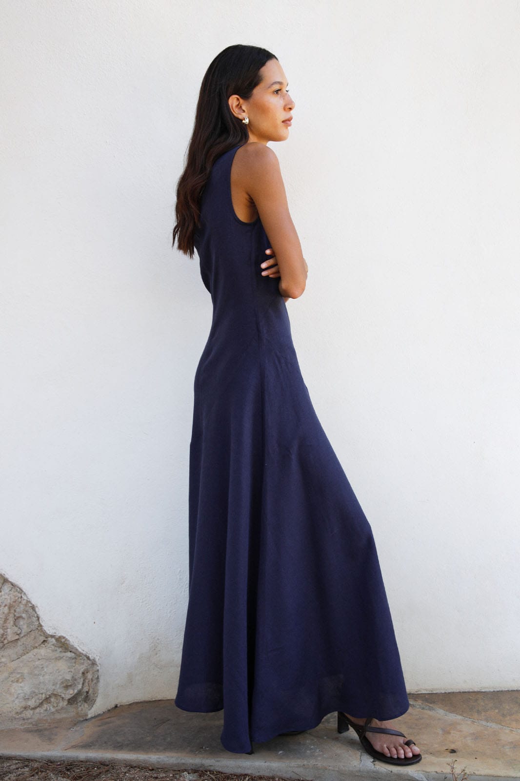 The Athena Maxi Dress in navy blue