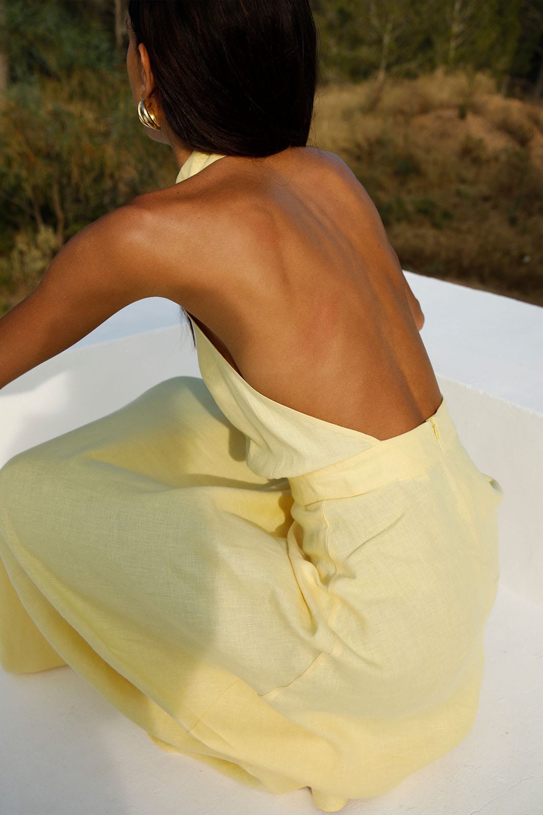 The Isi Halterneck Dress in yellow