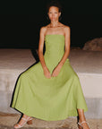 The Chiara Maxi Bandeau Dress in apple green