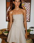 The Chiara Mini Bandeau Dress in oatmeal